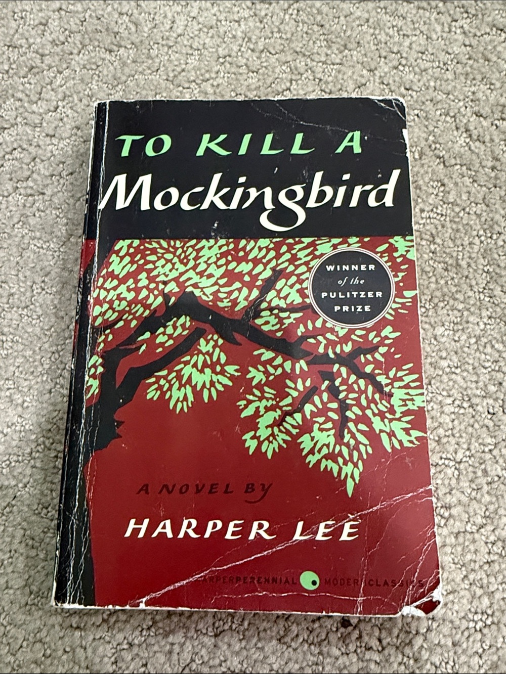 Harper Red and Black Cover with Green Tree Artwork